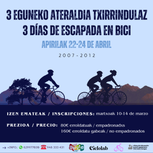 3 EGUNEKO ATERALDIA BIZIKLETAZ UGAZTEREKIN